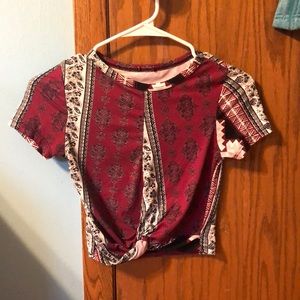 Fushia floral print crop top